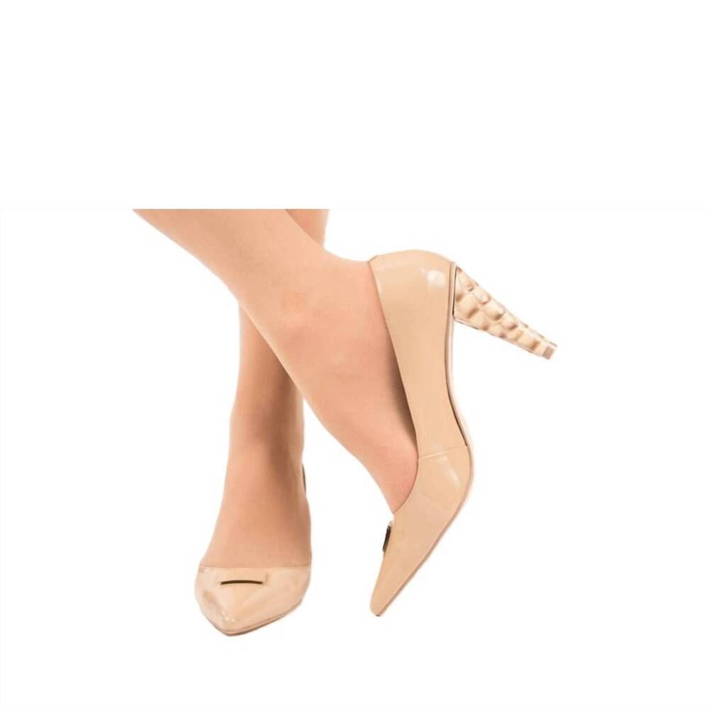 NEW KARA MAC SHOES women prima pump - natural croc heel in nude patent leather